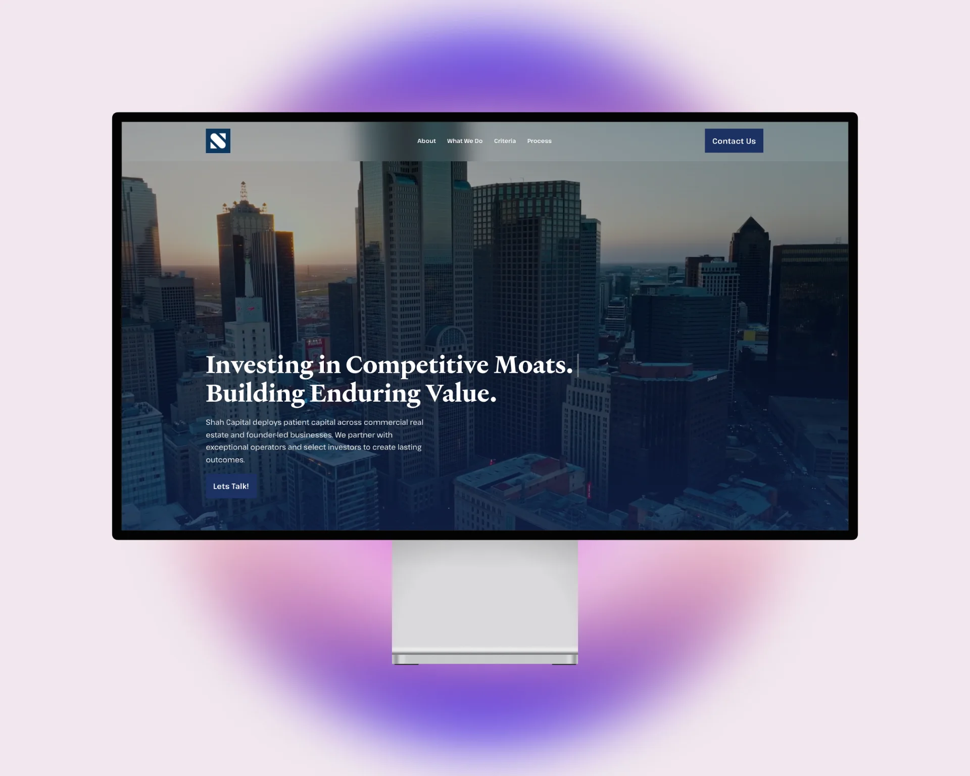 Shah capital investment firm website mockup
