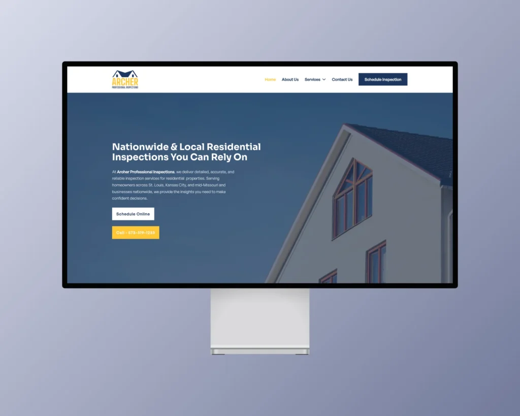 Archer professional inspections website mockup