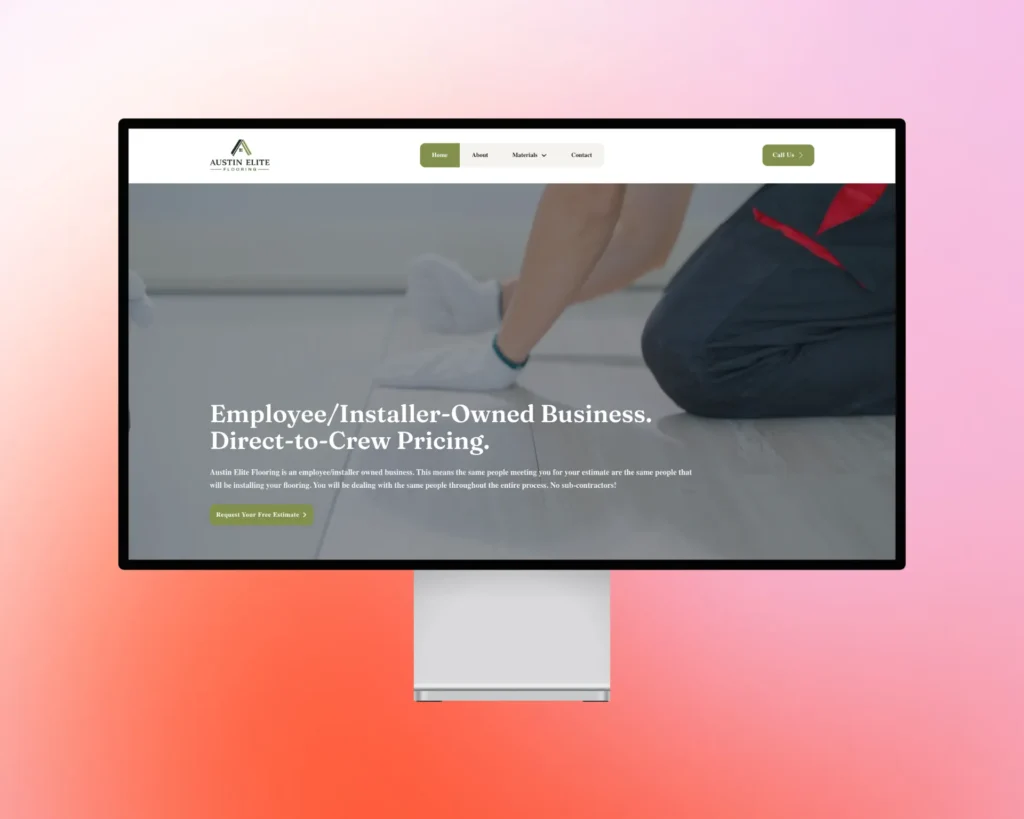 Austin elite flooring website ui mockup