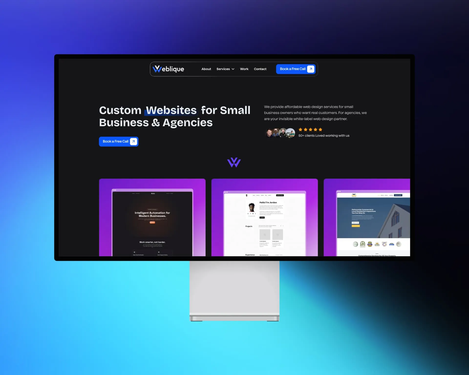 Weblique custom web design agency mockup